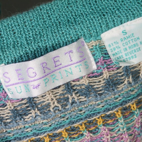 SEGRETS SUN PRINTS Vintage 90's Pastel Button Cardigan Sweater Womens sz S /823 - Picture 5 of 5